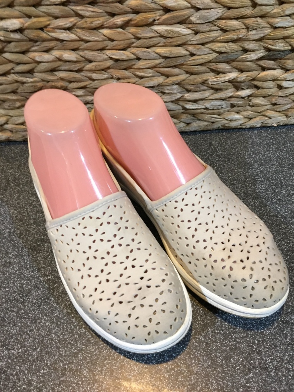 Cloudsteppers by Clarks Beige Laser-Cut Slip-On Flats